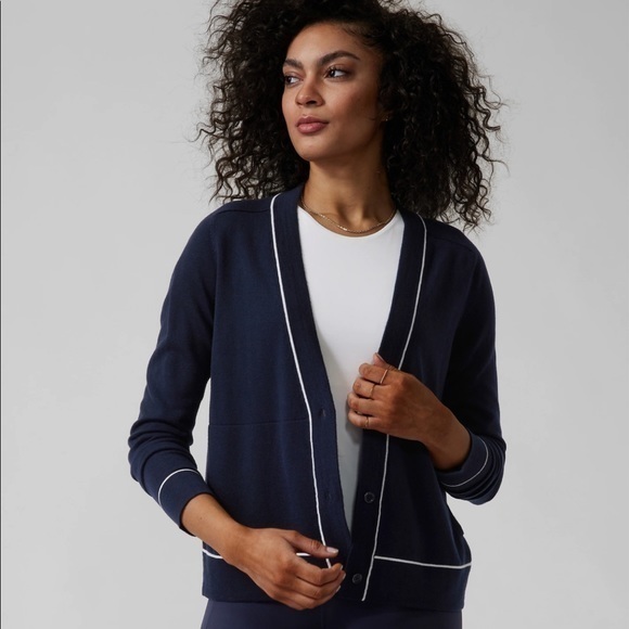 Athleta‎ blue navy cardigan sweater size M NWT